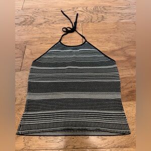 Ann Taylor Black & White Silk Halter Knit Top – Size M